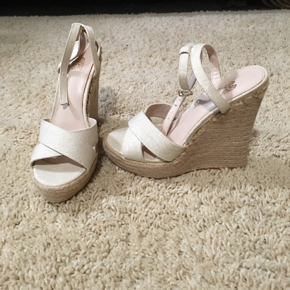 Linen wedge espadrilles